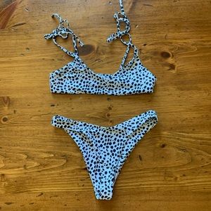 Black and white poka dot tie bikini